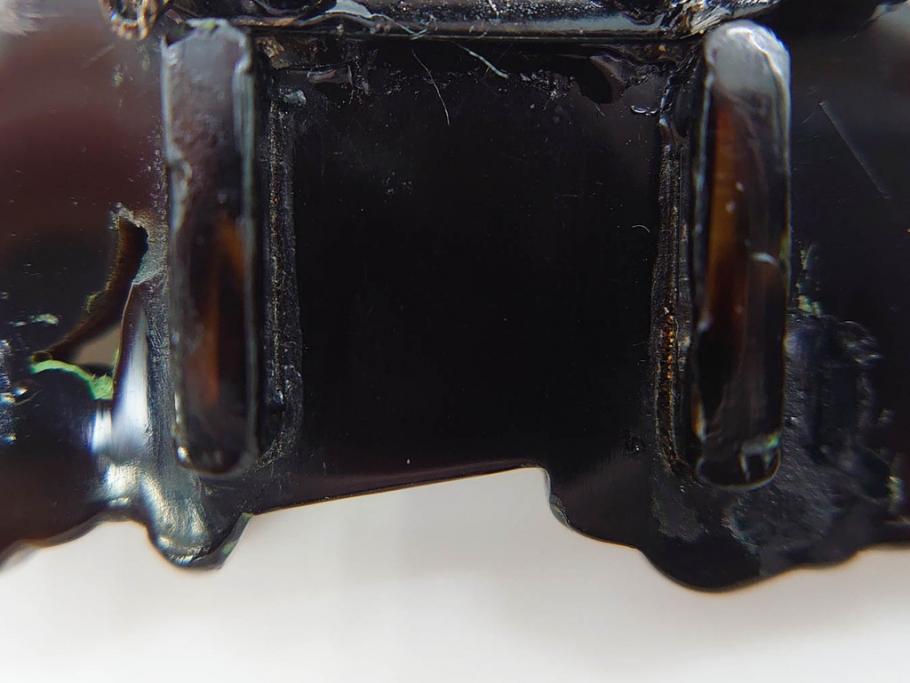 アンティーク　梅に扇　鼈甲(ベッコウ)　螺鈿　繊細な吉祥文様が魅力の帯留(帯留め、着物道具、和装小物、ブローチ、アクセサリー、扇子、べっ甲、ケース付き)(R-078992)