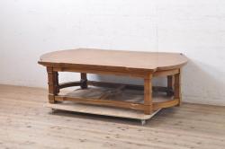 リメイク　朴材一枚板　味わいある古材を使用した鉄脚テーブル(作業台、花台、カフェテーブル)