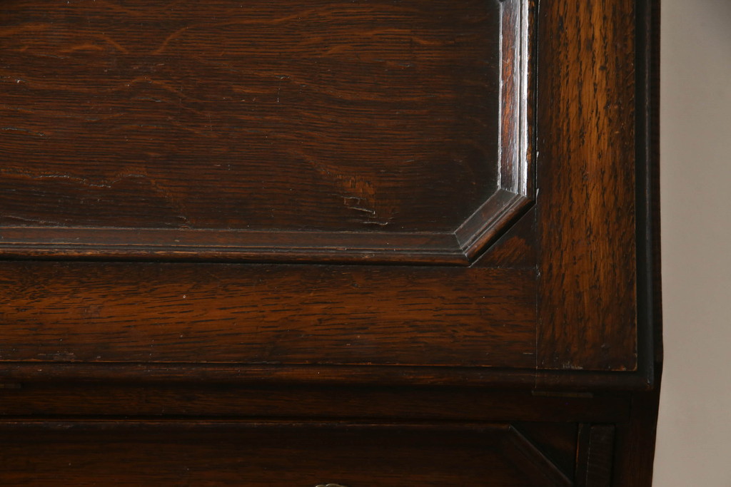 イギリスアンティーク　オーク材　上品な佇まいが魅力のライティングビューロー(ライティングデスク、簿記机、ワークデスク、在宅用、在宅ワーク用、英国)(R-068562)