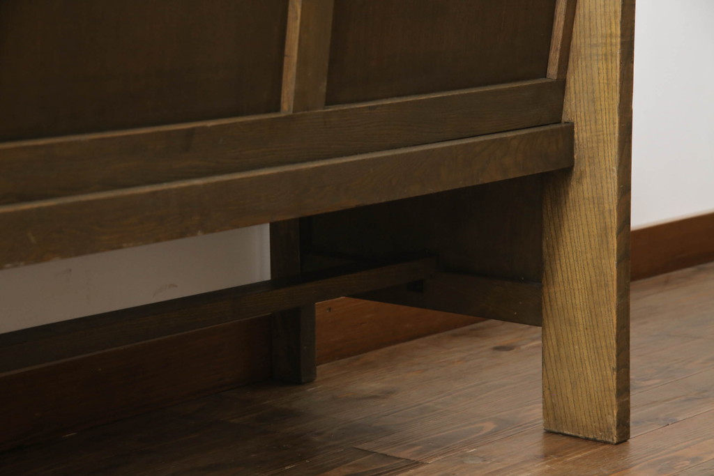 和製アンティーク　使い込まれた風合いが味わい深いチャーチベンチ(長椅子、木製ベンチ、ベンチ)(R-068607)