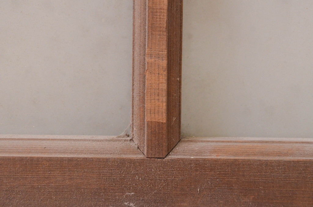 アンティーク建具　レトロ　古い木味が魅力の明かり取り1枚(明り取り、ガラス欄間、ガラス窓)(R-071561)