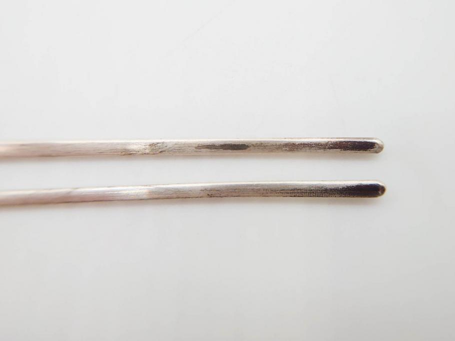 アンティーク　金蒔絵　螺鈿　紅水晶(ローズクォーツ)　テイストの違う花のデザインが楽しめる簪2本セット(花、フラワー、かんざし、和装小物、髪飾り、アクセサリー)(R-079002)
