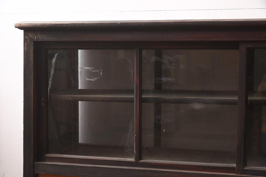 アンティーク家具　両面ガラス　大正ロマン香るサイドボード(ショーケース、飾り棚、陳列棚)(R-036882)