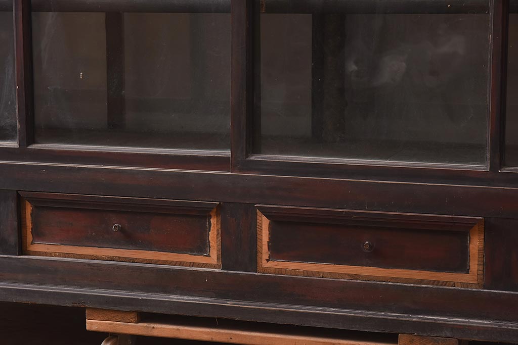 アンティーク家具　両面ガラス　大正ロマン香るサイドボード(ショーケース、飾り棚、陳列棚)(R-036882)