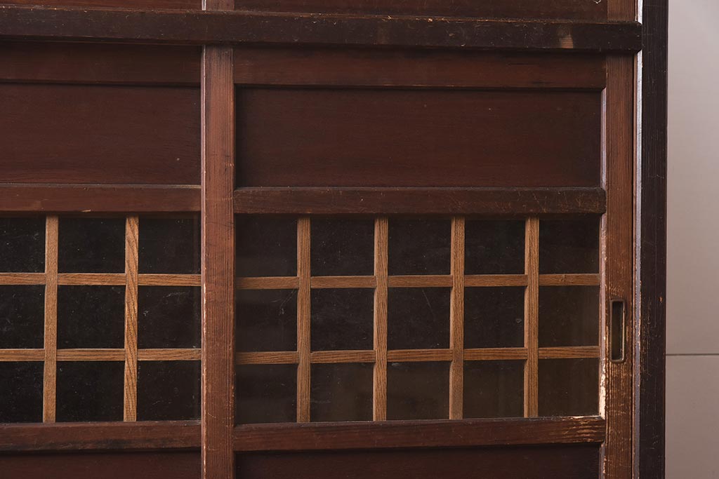 アンティーク家具　引き出し付き　レトロスタイルや和空間にぴったりな重ね戸棚(収納棚、キャビネット)(R-042510)