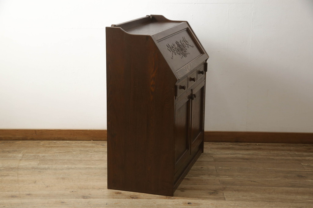 中古　三越　Brugge(ブルージュ)　カントリーテイストのお部屋づくりにオススメのライティングビューロー(簿記机、ワークデスク、在宅ワーク用、在宅用)(R-059456)