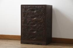 中古　美品　伝統工芸　日光彫り　細部まで施された彫りが美しい小引き出し(卓上収納、小物収納)(R-069061)