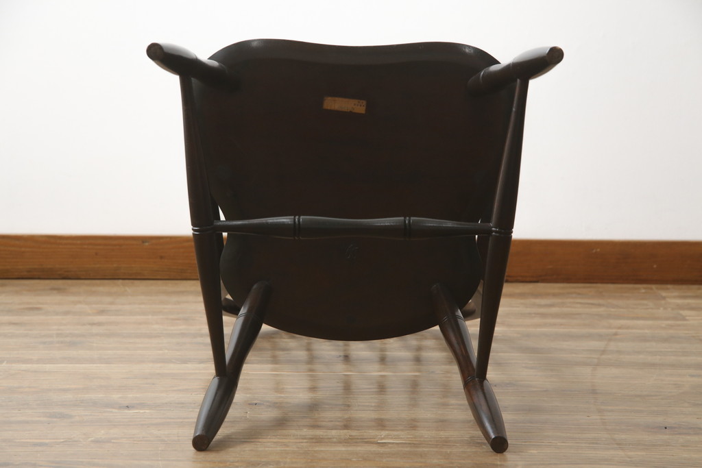 中古　松本民芸家具　美しいシルエットが目を引く#85リーチ型アームチェア2脚セット(ダイニングチェア、板座チェア、椅子、イス)(R-074058)