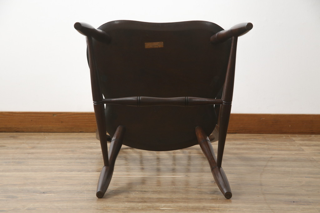 中古　松本民芸家具　美しいシルエットが目を引く#85リーチ型アームチェア(ダイニングチェア、板座チェア、椅子、イス)(R-079060)