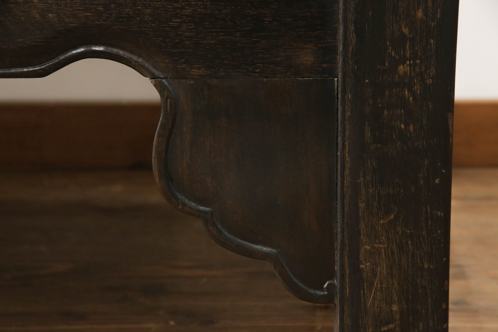 アジアンアンティーク家具　鉄刀木(タガヤサン)　オリエンタルな雰囲気漂うベンチ(3人掛け、長椅子、長イス、羅漢床、羅漢牀、板座チェア)(R-066248)