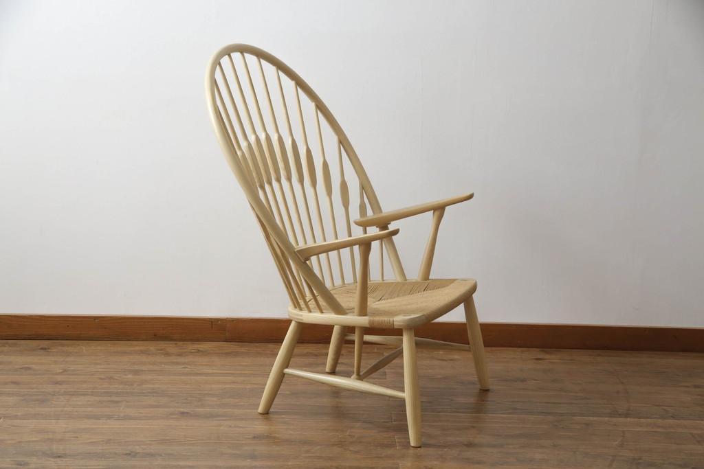 中古　極美品　PP Mobler(モブラー)　Hans J Wegner(ハンス・J・ウェグナー)　PP550 Peacock Chair　ナチュラルテイストの空間づくりに活躍するピーコックチェア(アローチェア、ボウバックチェア、ハイバックチェア、椅子、イス)(定価約161万円)(R-068549)