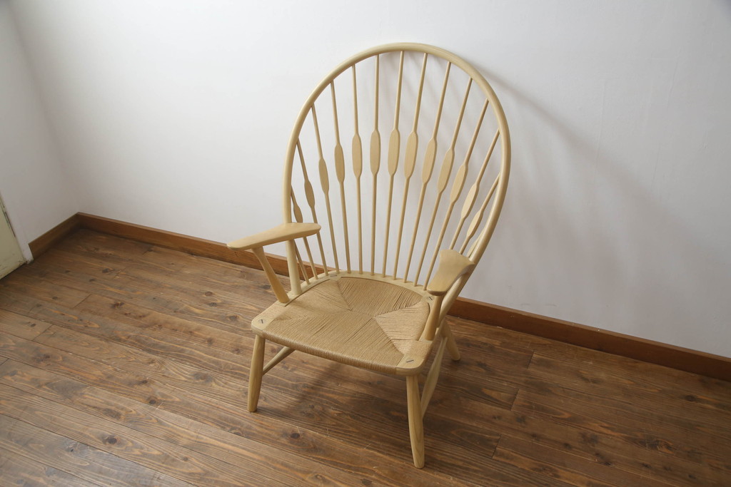 中古　極美品　PP Mobler(モブラー)　Hans J Wegner(ハンス・J・ウェグナー)　PP550 Peacock Chair　ナチュラルテイストの空間づくりに活躍するピーコックチェア(アローチェア、ボウバックチェア、ハイバックチェア、椅子、イス)(定価約161万円)(R-068549)