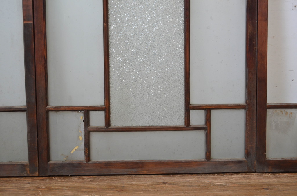 アンティーク建具　大正ロマン　ノスタルジックな雰囲気を醸し出すガラス窓4枚セット(ガラス戸、引き戸)(R-064586)