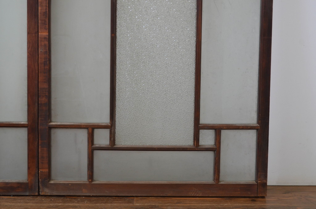 アンティーク建具　大正ロマン　ノスタルジックな雰囲気を醸し出すガラス窓4枚セット(ガラス戸、引き戸)(R-064586)