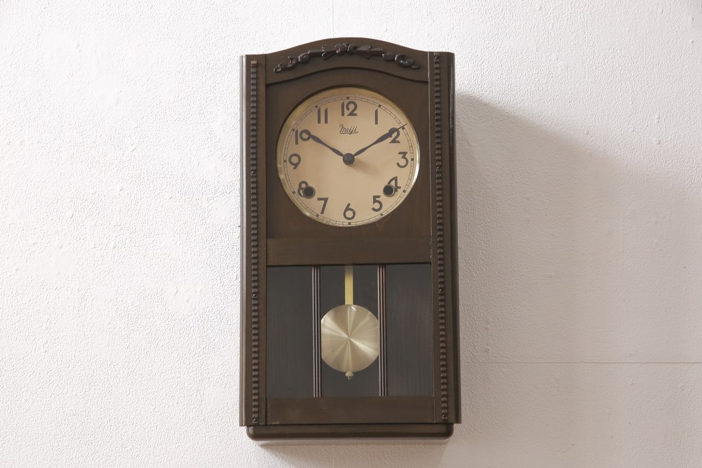 和製アンティーク レトロなデザインが魅力的な掛け時計(柱時計、古時計 