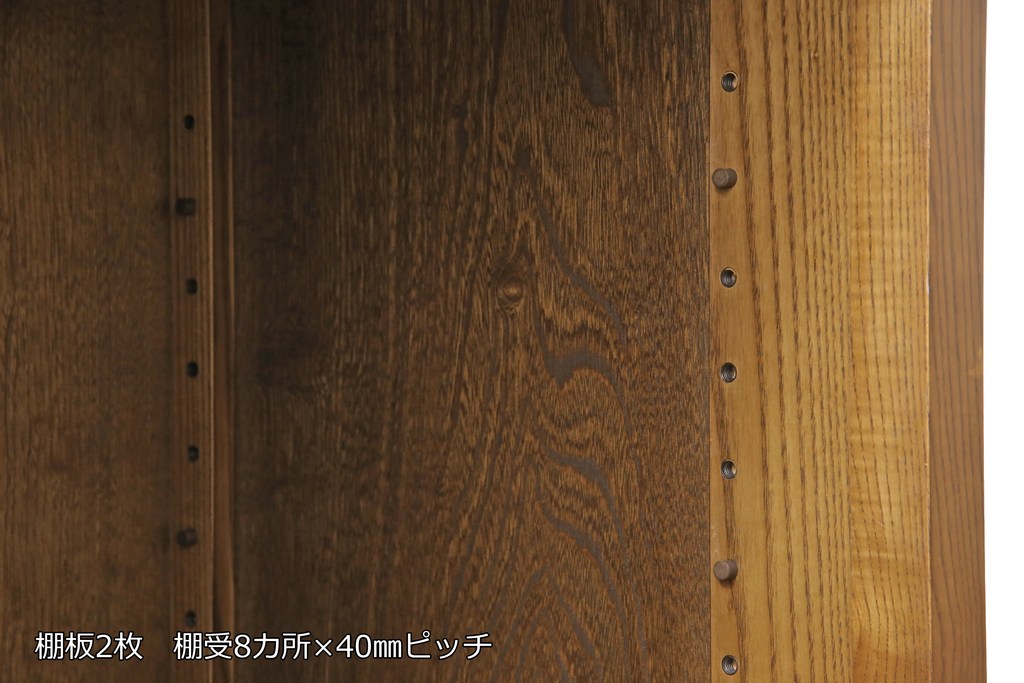 中古　タモ材　異なる木の色味を楽しめる三尺水屋箪笥サイドボード(キャビネット、食器棚、戸棚、収納棚)(R-054686)