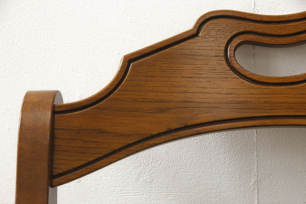 中古　美品　DREXEL HERITAGE(ドレクセルヘリテイジ)　ESPERANTO(エスペラント)　美しい曲線を描く木製フレームが目を惹くキャスター付きチェア(サイドチェア、ダイニングチェア、ワークチェア、椅子、イス)(定価約20万円)(R-058390)