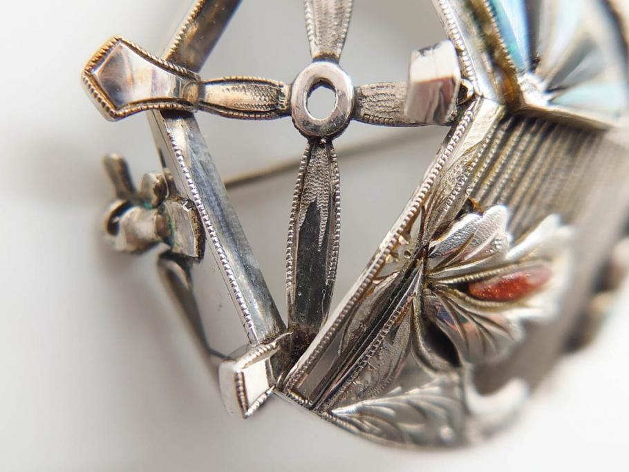 アンティーク 彫金 オパール 真珠(パール) オニキス SPM刻印