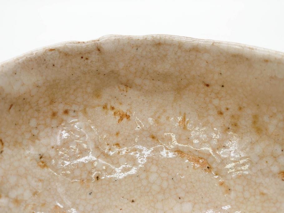 大正期　加藤春二　好五宝茶碗　約13cm　4.1寸　素朴で優しい味わいを感じる抹茶碗(葵窯、円能斎書付き、家元花押、瀬戸、茶道具、茶陶、和食器、共布、共箱付き、四寸一分)(R-079012)