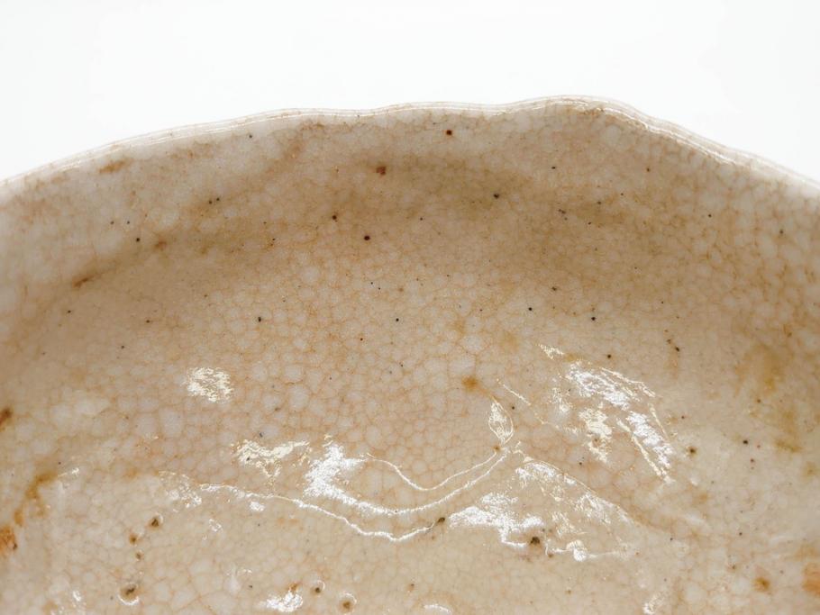 大正期　加藤春二　好五宝茶碗　約13cm　4.1寸　素朴で優しい味わいを感じる抹茶碗(葵窯、円能斎書付き、家元花押、瀬戸、茶道具、茶陶、和食器、共布、共箱付き、四寸一分)(R-079012)