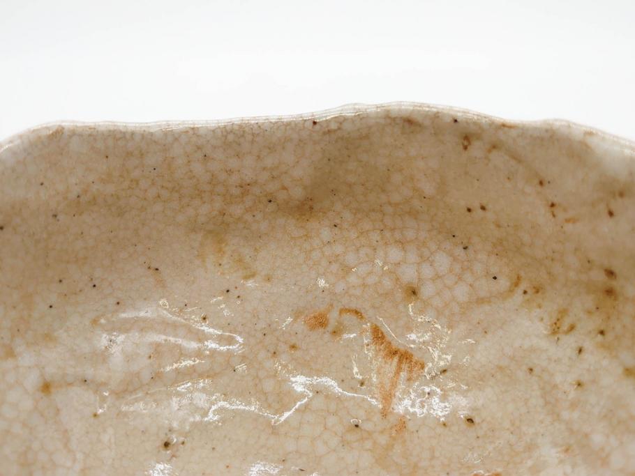 大正期　加藤春二　好五宝茶碗　約13cm　4.1寸　素朴で優しい味わいを感じる抹茶碗(葵窯、円能斎書付き、家元花押、瀬戸、茶道具、茶陶、和食器、共布、共箱付き、四寸一分)(R-079012)