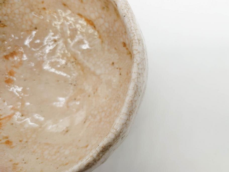 大正期　加藤春二　好五宝茶碗　約13cm　4.1寸　素朴で優しい味わいを感じる抹茶碗(葵窯、円能斎書付き、家元花押、瀬戸、茶道具、茶陶、和食器、共布、共箱付き、四寸一分)(R-079012)