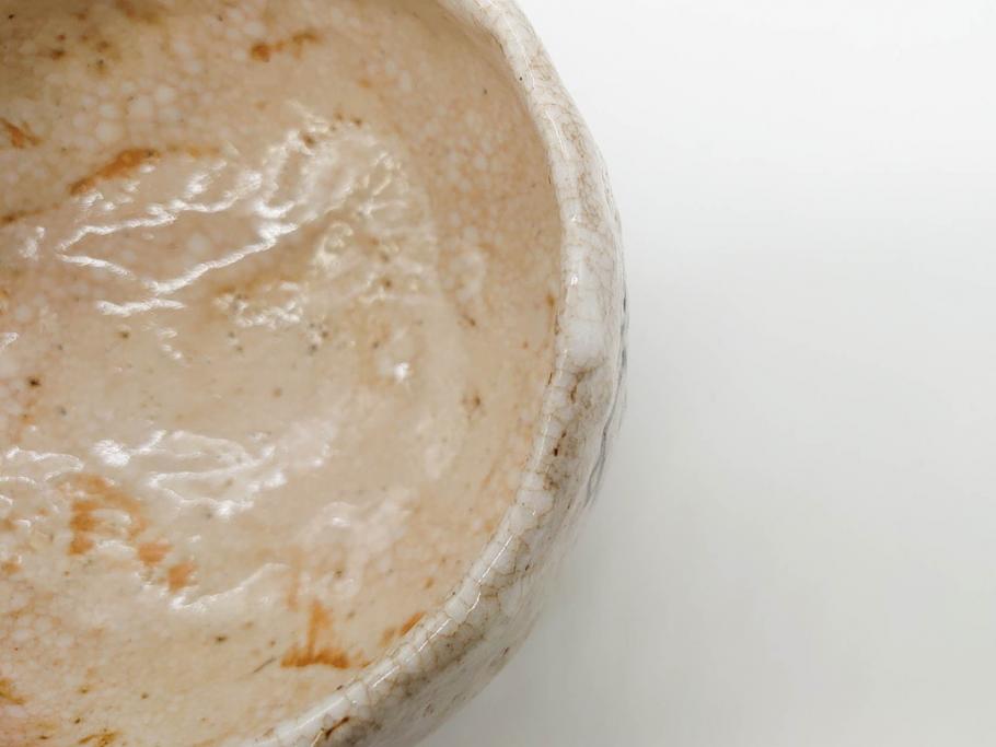 大正期　加藤春二　好五宝茶碗　約13cm　4.1寸　素朴で優しい味わいを感じる抹茶碗(葵窯、円能斎書付き、家元花押、瀬戸、茶道具、茶陶、和食器、共布、共箱付き、四寸一分)(R-079012)