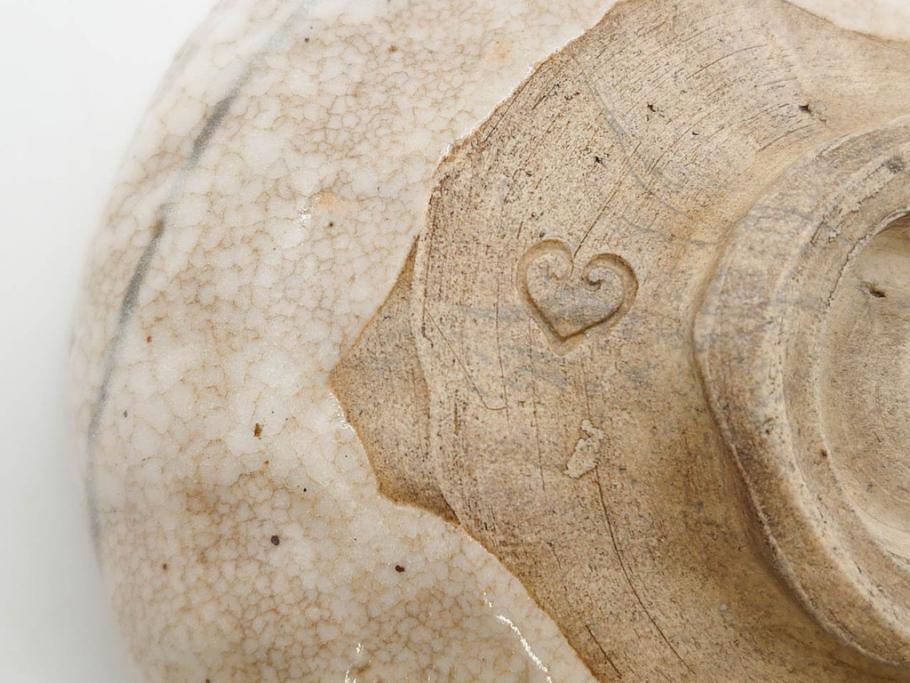 大正期　加藤春二　好五宝茶碗　約13cm　4.1寸　素朴で優しい味わいを感じる抹茶碗(葵窯、円能斎書付き、家元花押、瀬戸、茶道具、茶陶、和食器、共布、共箱付き、四寸一分)(R-079012)