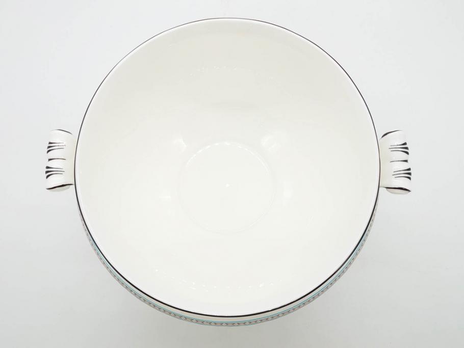 イギリス　WEDGWOOD(ウェッジウッド)　FLORENTINE TURQUOISE(フロレンティーン ターコイズ)　クラシックなデザインの気品あふれるチュリーン(グロテスク文様、フルーツ、果物、チューリン、スープボウル、ふかひれ皿、ポット、蓋付き、洋食器、英国)(R-079013)