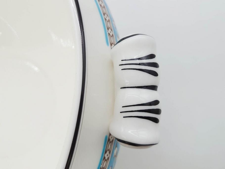 イギリス　WEDGWOOD(ウェッジウッド)　FLORENTINE TURQUOISE(フロレンティーン ターコイズ)　クラシックなデザインの気品あふれるチュリーン(グロテスク文様、フルーツ、果物、チューリン、スープボウル、ふかひれ皿、ポット、蓋付き、洋食器、英国)(R-079013)