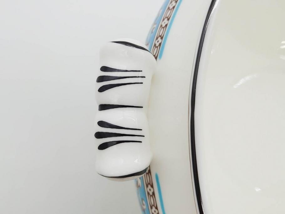 イギリス　WEDGWOOD(ウェッジウッド)　FLORENTINE TURQUOISE(フロレンティーン ターコイズ)　クラシックなデザインの気品あふれるチュリーン(グロテスク文様、フルーツ、果物、チューリン、スープボウル、ふかひれ皿、ポット、蓋付き、洋食器、英国)(R-079013)