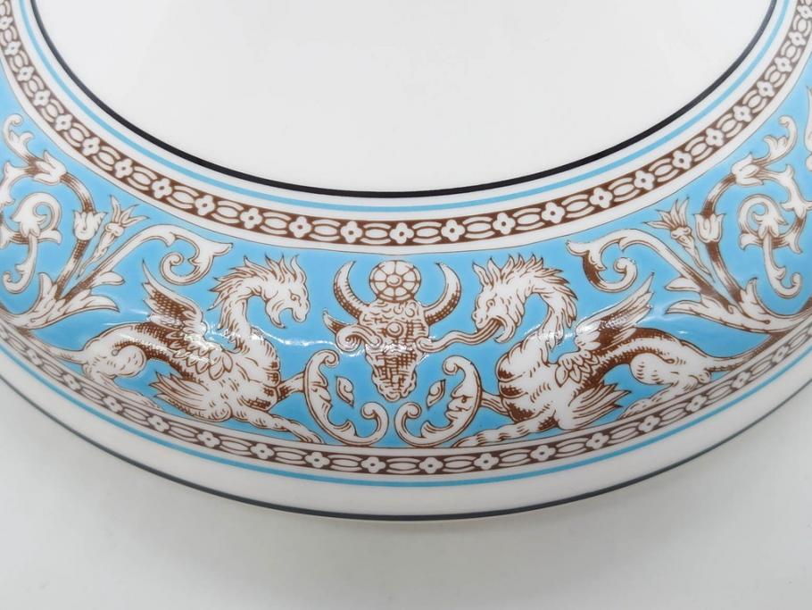イギリス　WEDGWOOD(ウェッジウッド)　FLORENTINE TURQUOISE(フロレンティーン ターコイズ)　クラシックなデザインの気品あふれるチュリーン(グロテスク文様、フルーツ、果物、チューリン、スープボウル、ふかひれ皿、ポット、蓋付き、洋食器、英国)(R-079013)