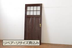 和製アンティーク　ラフジュ工房オリジナルステンドグラス　古建具リメイク　ステンドグラスを組合せたシャビーなペイント板戸1枚(引き戸、建具)