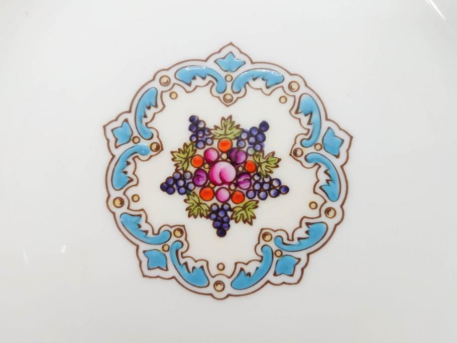 イギリス　WEDGWOOD(ウェッジウッド)　FLORENTINE TURQUOISE(フロレンティーン ターコイズ)　フォーマルで食卓が華やぐスーププレート2枚&スクエアプレート1枚セット(グロテスク文様、フルーツ、果物、スープ皿、変形皿、洋食器、英国)(R-079015)