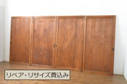 レトロ建具　昭和レトロ　昭和中期　趣たっぷりのガラス戸3枚セット(引き戸、建具)(R-037113)