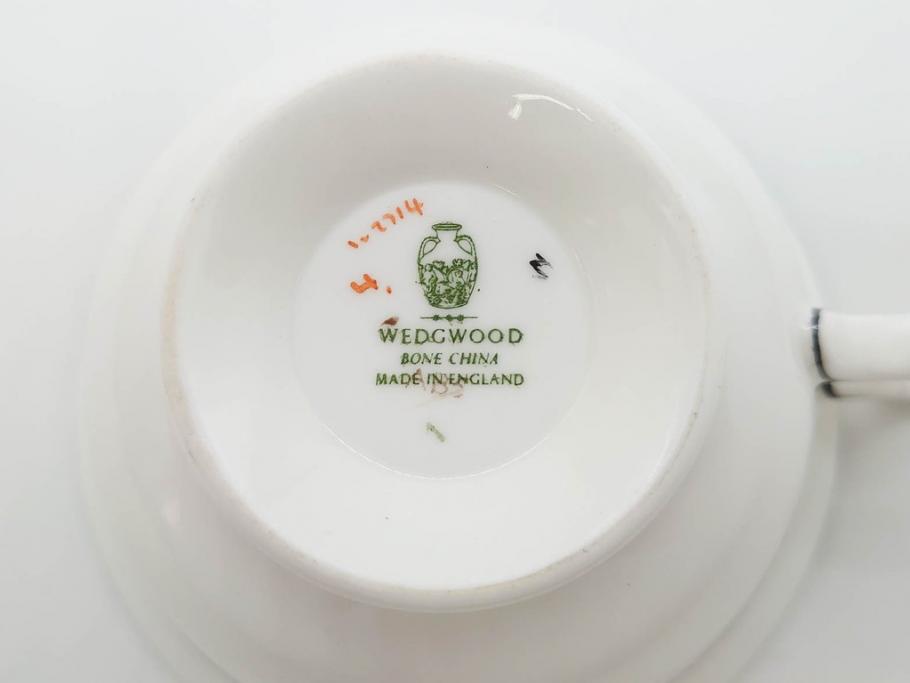 イギリス　WEDGWOOD(ウェッジウッド)　FLORENTINE TURQUOISE(フロレンティーン ターコイズ)　優雅な一時を過ごせるトリオセット2客&カップ&ソーサー1客セット(グロテスク文様、フルーツ、果物、C&S、プレート、皿、洋食器、英国)(R-079016)
