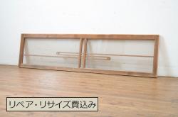 アンティーク家具　昭和初期　すりガラス　ナチュラルインテリアにぴったりなペイントガラス戸2枚セット(引き戸、建具)(R-037671)