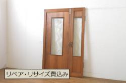 アンティーク建具　和の雰囲気を高める松と鷹の彫刻欄間2枚セット(明り取り、明かり取り)(R-071689)