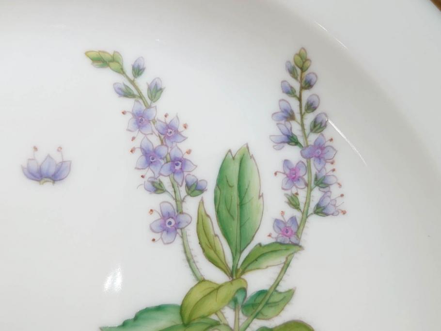 デンマーク　ROYAL COPENHAGEN(ロイヤルコペンハーゲン)　フローラダニカ　621　丹念に描かれた花のデザインが見事なプレート(フラワー、金彩、中皿、ディッシュ、ケーキプレート、洋食器、北欧)(R-079044)　