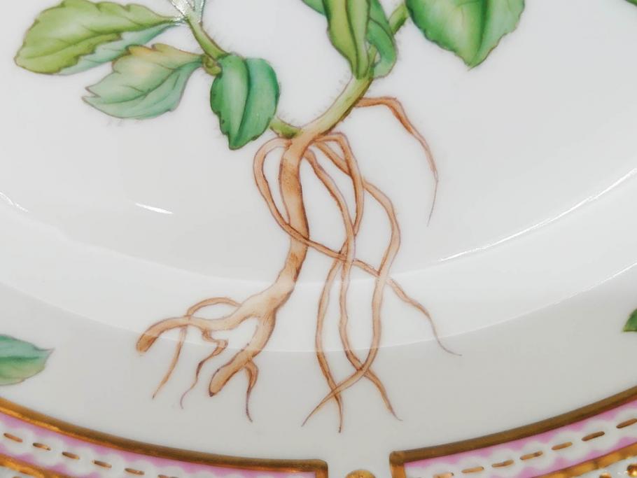 デンマーク　ROYAL COPENHAGEN(ロイヤルコペンハーゲン)　フローラダニカ　621　丹念に描かれた花のデザインが見事なプレート(フラワー、金彩、中皿、ディッシュ、ケーキプレート、洋食器、北欧)(R-079044)　