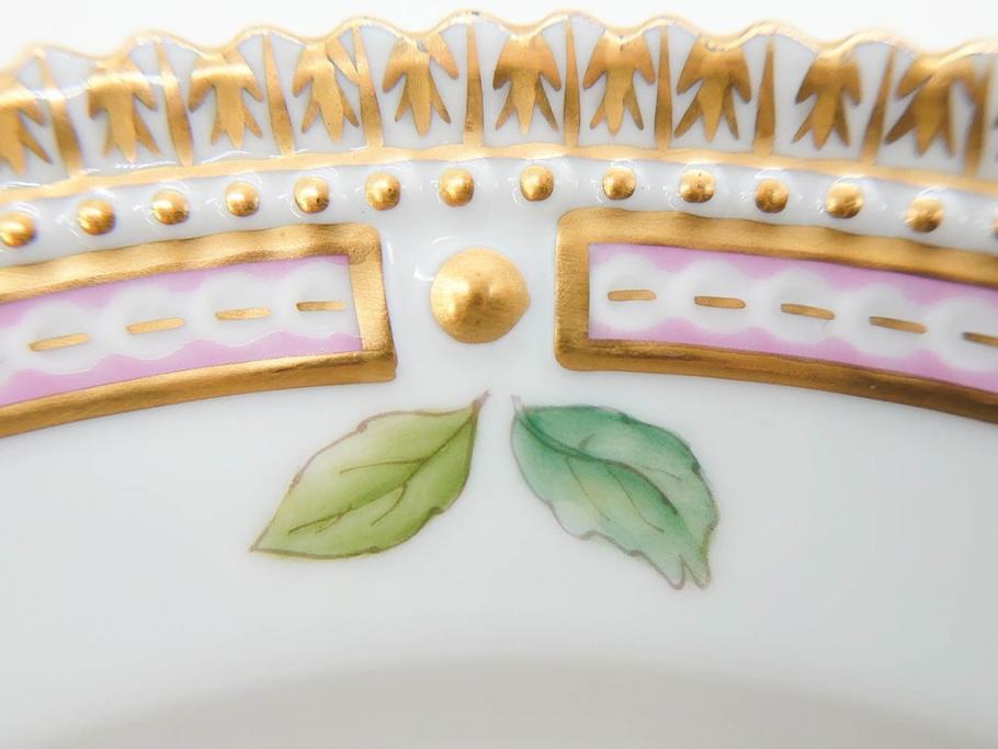 デンマーク　ROYAL COPENHAGEN(ロイヤルコペンハーゲン)　フローラダニカ　621　丹念に描かれた花のデザインが見事なプレート(フラワー、金彩、中皿、ディッシュ、ケーキプレート、洋食器、北欧)(R-079044)　
