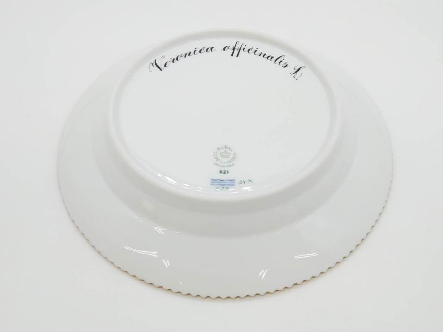 デンマーク　ROYAL COPENHAGEN(ロイヤルコペンハーゲン)　フローラダニカ　621　丹念に描かれた花のデザインが見事なプレート(フラワー、金彩、中皿、ディッシュ、ケーキプレート、洋食器、北欧)(R-079044)　