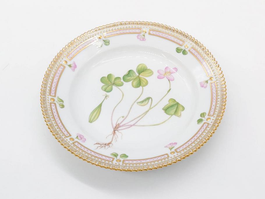 デンマーク　ROYAL COPENHAGEN(ロイヤルコペンハーゲン)　フローラダニカ　621　可憐な花のデザインが可愛らしいプレート(金彩、フラワー、ディッシュ、中皿、ケーキプレート、洋食器、北欧)(R-079045)