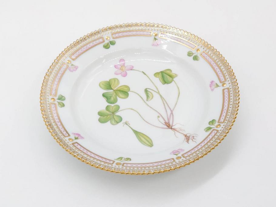 デンマーク　ROYAL COPENHAGEN(ロイヤルコペンハーゲン)　フローラダニカ　621　可憐な花のデザインが可愛らしいプレート(金彩、フラワー、ディッシュ、中皿、ケーキプレート、洋食器、北欧)(R-079045)