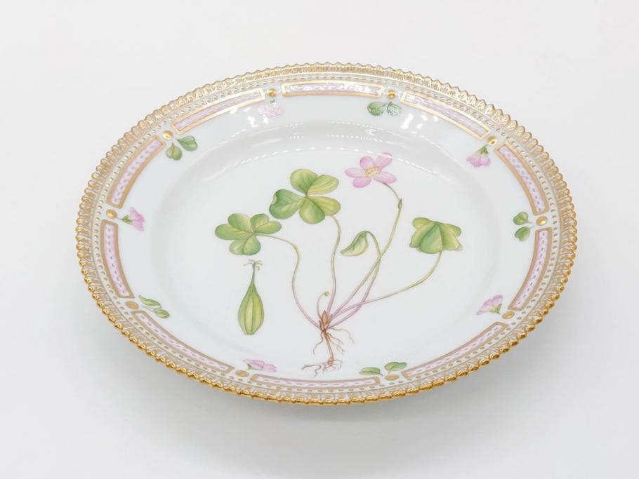 デンマーク　ROYAL COPENHAGEN(ロイヤルコペンハーゲン)　フローラダニカ　621　可憐な花のデザインが可愛らしいプレート(金彩、フラワー、ディッシュ、中皿、ケーキプレート、洋食器、北欧)(R-079045)