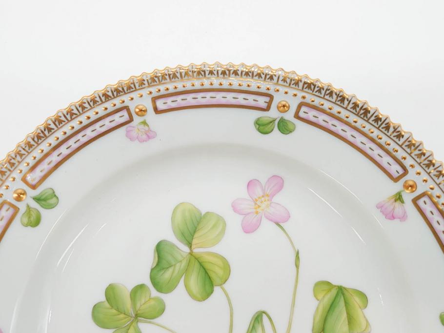 デンマーク　ROYAL COPENHAGEN(ロイヤルコペンハーゲン)　フローラダニカ　621　可憐な花のデザインが可愛らしいプレート(金彩、フラワー、ディッシュ、中皿、ケーキプレート、洋食器、北欧)(R-079045)