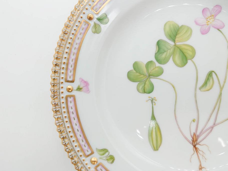 デンマーク　ROYAL COPENHAGEN(ロイヤルコペンハーゲン)　フローラダニカ　621　可憐な花のデザインが可愛らしいプレート(金彩、フラワー、ディッシュ、中皿、ケーキプレート、洋食器、北欧)(R-079045)