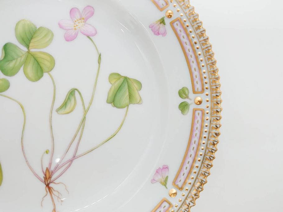 デンマーク　ROYAL COPENHAGEN(ロイヤルコペンハーゲン)　フローラダニカ　621　可憐な花のデザインが可愛らしいプレート(金彩、フラワー、ディッシュ、中皿、ケーキプレート、洋食器、北欧)(R-079045)