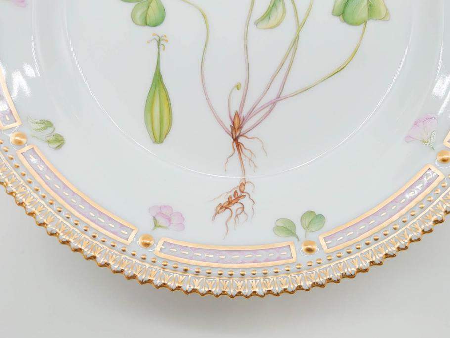 デンマーク　ROYAL COPENHAGEN(ロイヤルコペンハーゲン)　フローラダニカ　621　可憐な花のデザインが可愛らしいプレート(金彩、フラワー、ディッシュ、中皿、ケーキプレート、洋食器、北欧)(R-079045)