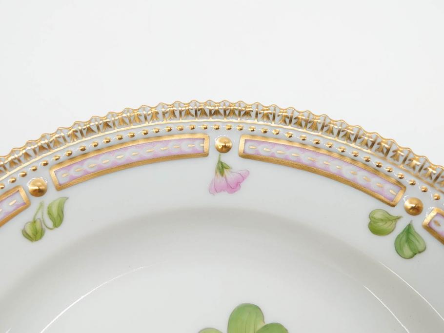 デンマーク　ROYAL COPENHAGEN(ロイヤルコペンハーゲン)　フローラダニカ　621　可憐な花のデザインが可愛らしいプレート(金彩、フラワー、ディッシュ、中皿、ケーキプレート、洋食器、北欧)(R-079045)